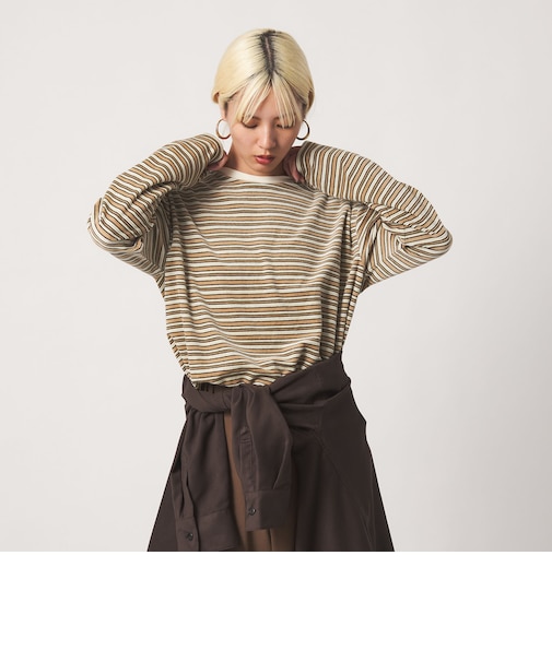 ベロアボーダー ロングスリーブ Tシャツ