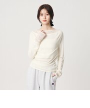 レースドッキング ロングスリーブ カットソー