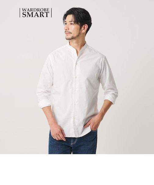 【WEB限定 WARDROBE SMART】コットン バンドカラー スキッパー シャツ