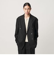 ウール リネン ダブル ブレスト ジャケット