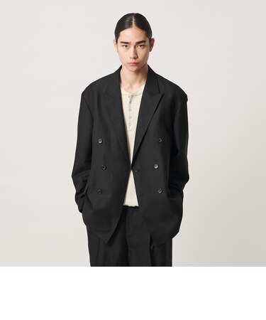 ウール リネン ダブル ブレスト ジャケット