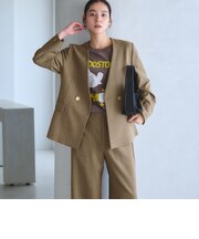 【WEB限定 Wardrobe DAILY MINIMAL】メランジ ダブルノーカラージャケット ウォッシャブル