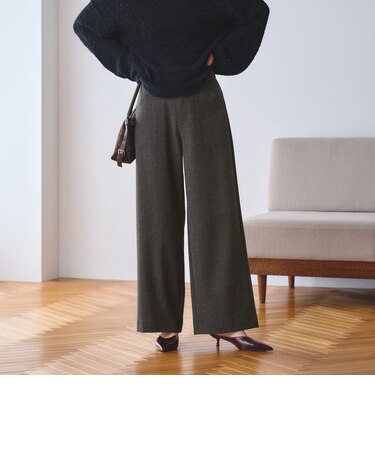 【WEB限定 Wardrobe DAILY MINIMAL】メランジ ステッチワイドパンツ ウォッシャブル