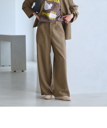 【WEB限定 Wardrobe DAILY MINIMAL】メランジ ステッチワイドパンツ ウォッシャブル