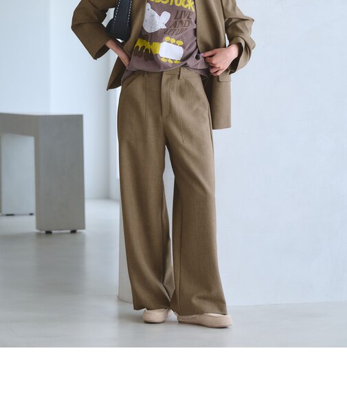 【WEB限定 Wardrobe DAILY MINIMAL】メランジ ステッチワイドパンツ ウォッシャブル