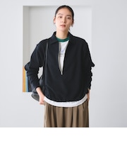 【WEB限定 Wardrobe DAILY MINIMAL】ダンボールジャージー ハーフジッププルオーバー