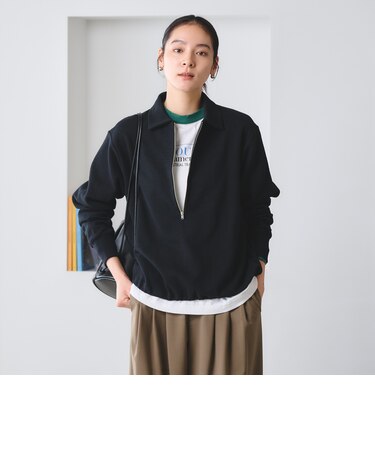 【WEB限定 Wardrobe DAILY MINIMAL】ダンボールジャージー ハーフジッププルオーバー