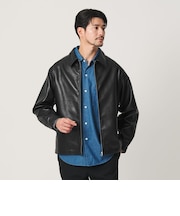 【WEB限定 WARDROBE SMART】レザーライク ジップ ブルゾン