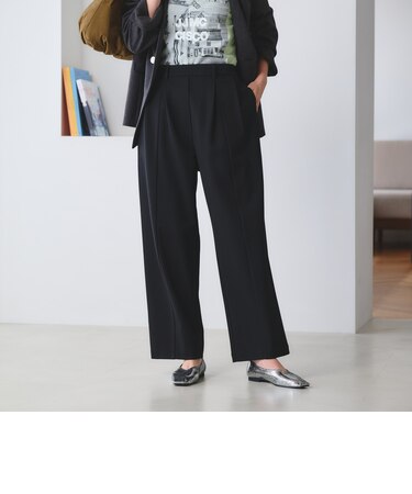 【WEB限定 Wardrobe DAILY MINIMAL】ジャージー タックカーブパンツ ウォッシャブル