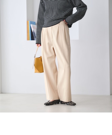 【WEB限定 Wardrobe DAILY MINIMAL】ジャージー タックカーブパンツ ウォッシャブル