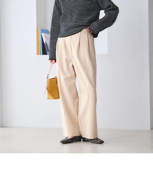【WEB限定 Wardrobe DAILY MINIMAL】ジャージー タックカーブパンツ ウォッシャブル