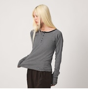 【別注】<Healthknit>ボーダー ヘンリーネック プルオーバー