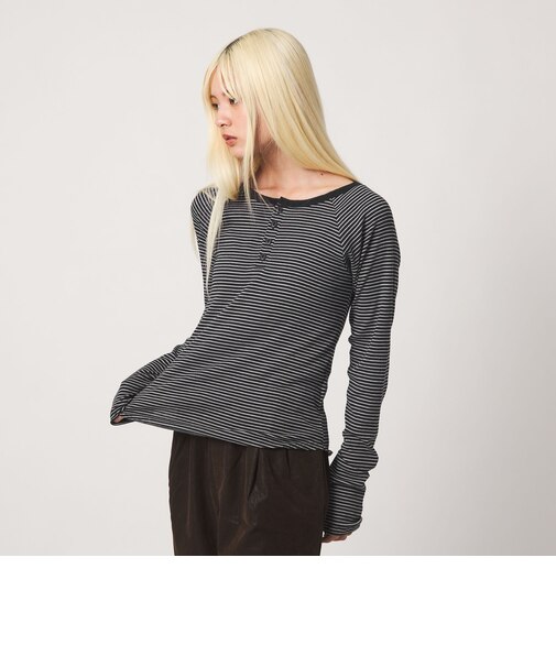 【別注】<Healthknit>ボーダー ヘンリーネック プルオーバー