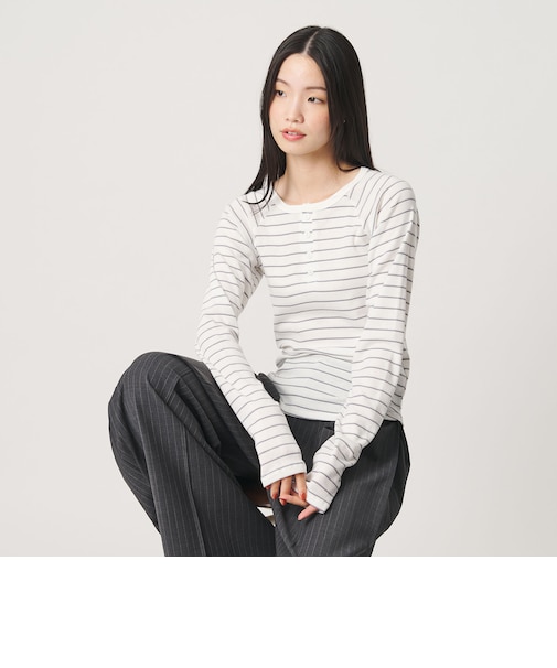 【別注】<Healthknit>ボーダー ヘンリーネック プルオーバー