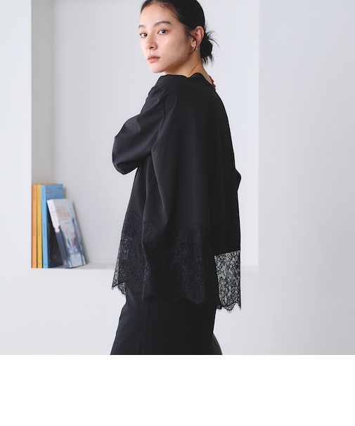 【WEB限定 Wardrobe DAILY MINIMAL】ヘムレース ブラウス ウォッシャブル