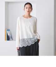 【WEB限定 Wardrobe DAILY MINIMAL】ヘムレース ブラウス ウォッシャブル