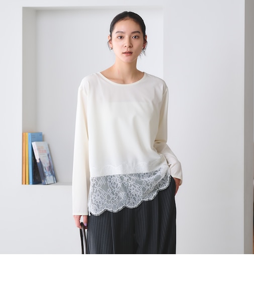 【WEB限定 Wardrobe DAILY MINIMAL】ヘムレース ブラウス ウォッシャブル