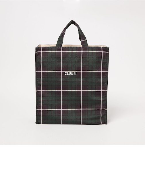 ＜beej＞タータンチェック ボックス トートバッグ
