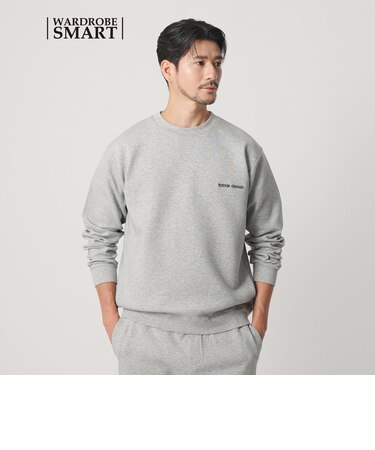 【WEB限定 WARDROBE SMART】ダブルニット ロゴ クルーネック スウェット/セットアップ対応【抗菌・防臭】
