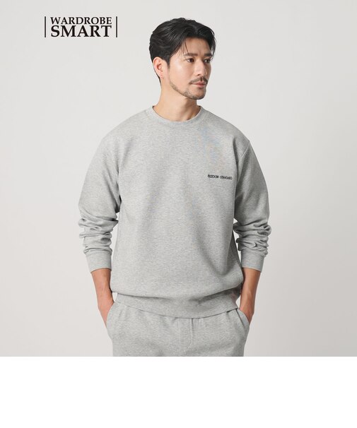 【WEB限定 WARDROBE SMART】ダブルニット ロゴ クルーネック スウェット/セットアップ対応【抗菌・防臭】