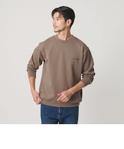【WEB限定 WARDROBE SMART】ダブルニット ロゴ クルーネック スウェット/セットアップ対応【抗菌・防臭】