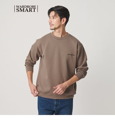 【WEB限定 WARDROBE SMART】ダブルニット ロゴ クルーネック スウェット/セットアップ対応【抗菌・防臭】