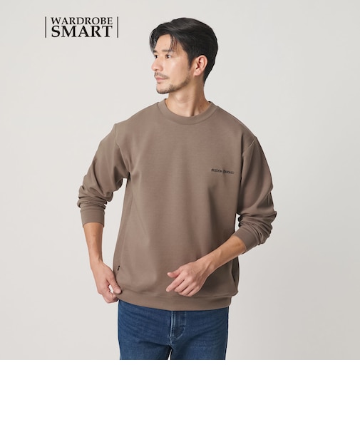 【WEB限定 WARDROBE SMART】ダブルニット ロゴ クルーネック スウェット/セットアップ対応【抗菌・防臭】