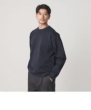 【WEB限定 WARDROBE SMART】ダブルニット ロゴ クルーネック スウェット/セットアップ対応【抗菌・防臭】