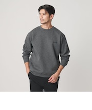 【WEB限定 WARDROBE SMART】ダブルニット ロゴ クルーネック スウェット/セットアップ対応【抗菌・防臭】