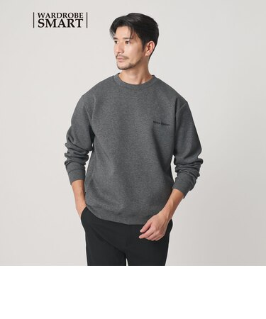【WEB限定 WARDROBE SMART】ダブルニット ロゴ クルーネック スウェット/セットアップ対応【抗菌・防臭】