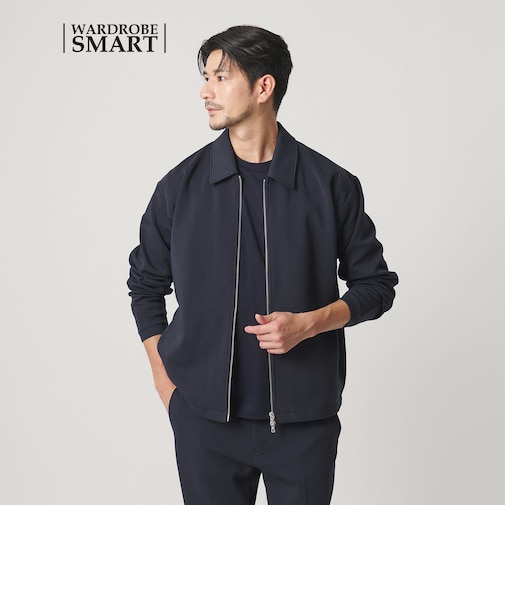 【WEB限定 WARDROBE SMART】ダブルニット ハリントン ジャケット/セットアップ対応 【抗菌・防臭】