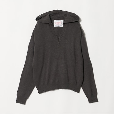【別注】<LOGAN knitting mills>Vネック ニット フーディ