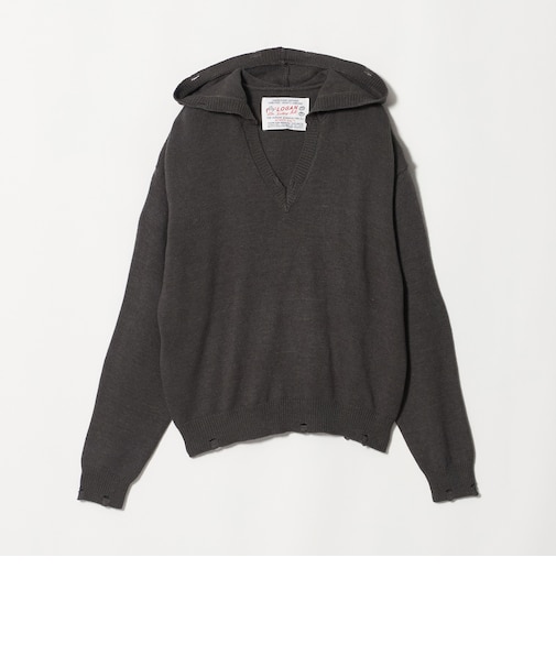 【別注】<LOGAN knitting mills>Vネック ニット フーディ