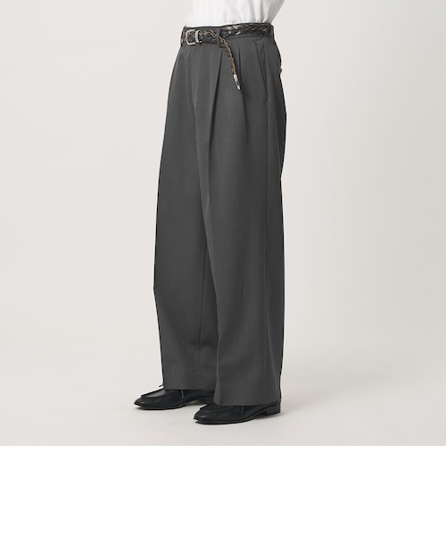 ウールミックス ツイル 2タック ワイド ストレート スラックス