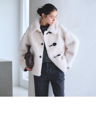 【WEB限定】ボア×フェイクムートン ループボタンジャケット 2WAY