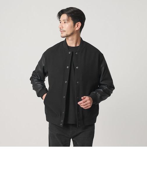 【WEB限定 WARDROBE SMART】ブラックメルトン レザーライク スタジャン