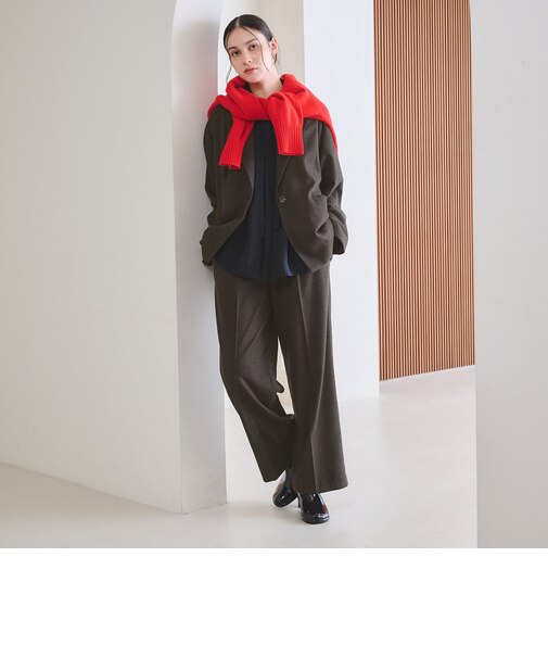 【WEB限定 Wardrobe DAILY MINIMAL】チェック バックゴム ワイドパンツ
