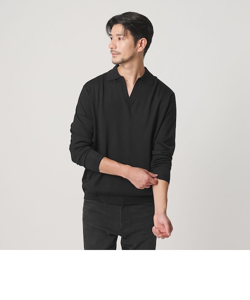 【WEB限定 WARDROBE SMART】マシーンウォッシャブル ウールミックス スキッパー ニット