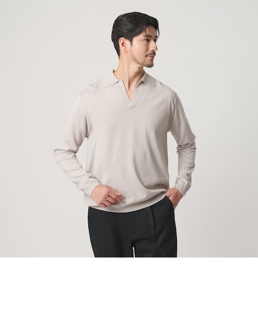 【WEB限定 WARDROBE SMART】マシーンウォッシャブル ウールミックス スキッパー ニット