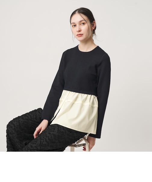 【WEB限定 Wardrobe DAILY MINIMAL】レイヤードフレアニットプルオーバー ウォッシャブル