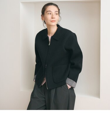 【WEB限定 Wardrobe DAILY MINIMAL】バイカラー ジップ カーディガン