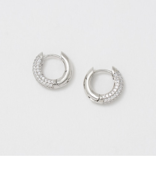 ガラス メタル ミニ フープピアス