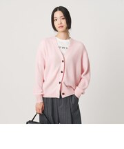 ウールブレンド 畦 Vネックカーディガン ウォッシャブル