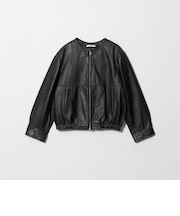 シープレザー ノーカラージップブルゾン