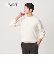 【WEB限定 WARDROBE SMART】マシーンウォッシャブル ウールミックス アゼ クルーネック