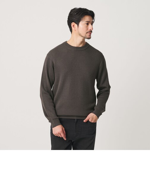【WEB限定 WARDROBE SMART】マシーンウォッシャブル ウールミックス アゼ クルーネック