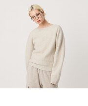 フォックスブレンド ボリュームスリーブ ボートネックニットプルオーバー