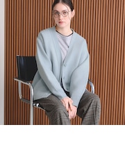 【WEB限定 Wardrobe DAILY MINIMAL】ブークレ Vネック ニットカーディガン