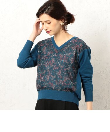 CF Deveaux(デヴォー) ペイズリー xVネックニット