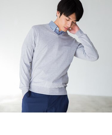 ◎SUVIN ハイゲージ Vネック ニット